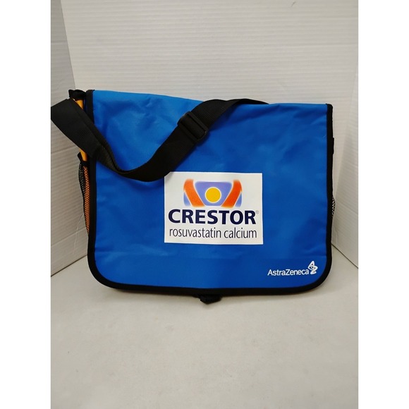 Crestor Blue Orange Messenger Bag Mesh Bottle Holder 16x13 AstraZeneca Pharm